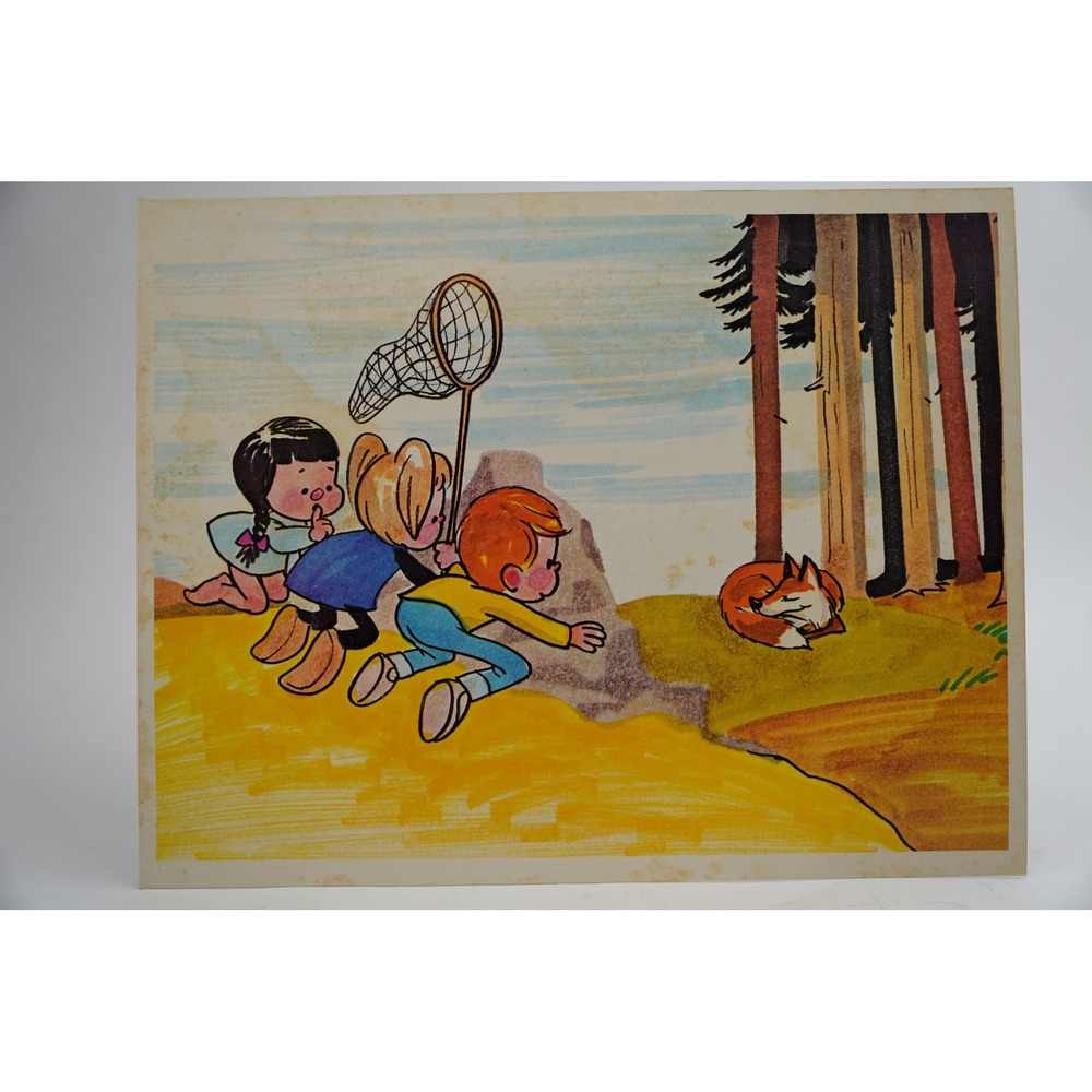 Cooper Films‎ A'Hunting We Will Go Vintage Print Poster Vintage 1970 Foxing